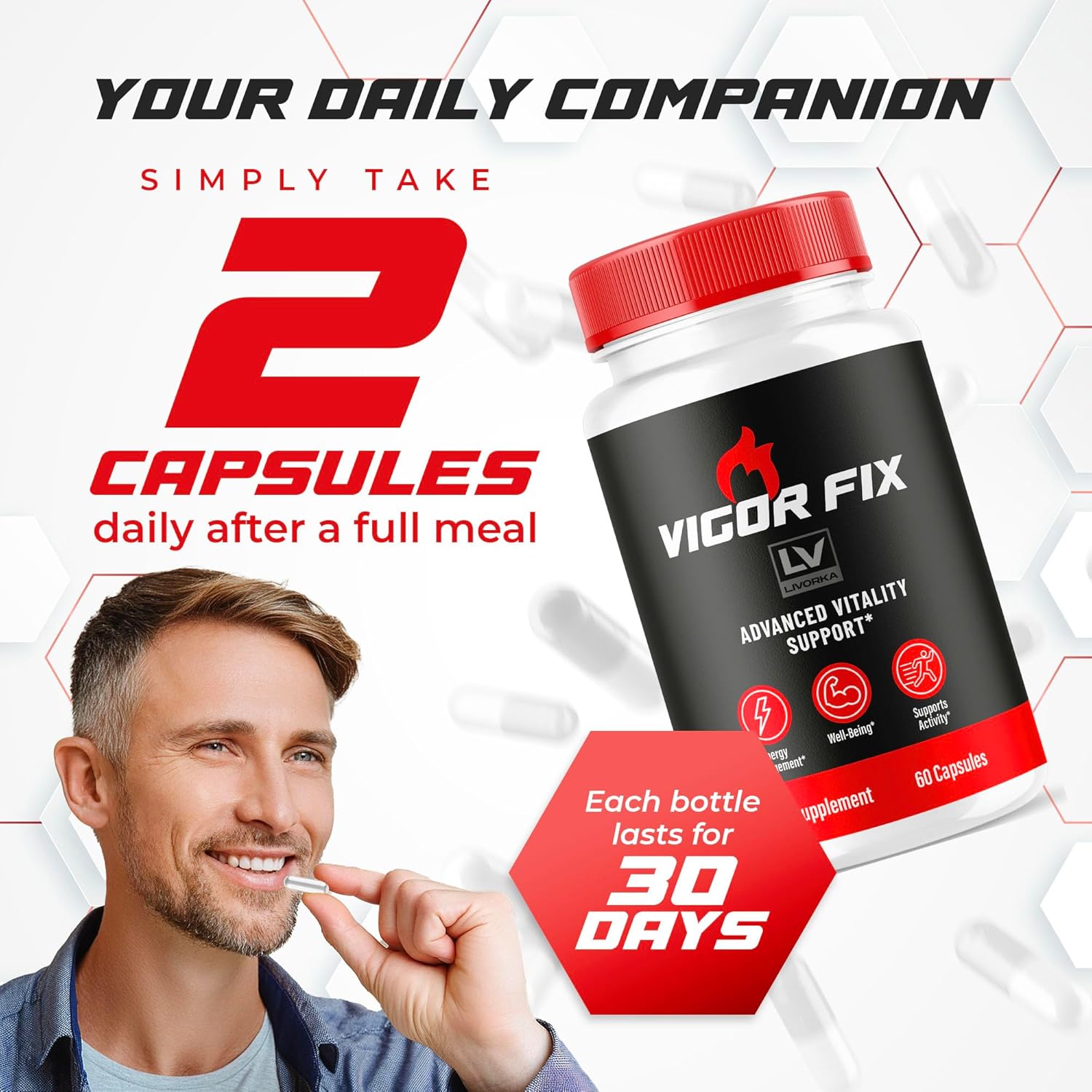 2-Pack LIVORKA Vigor Fix Pills - Advanced Formula with 120 Capsules for 2 Months