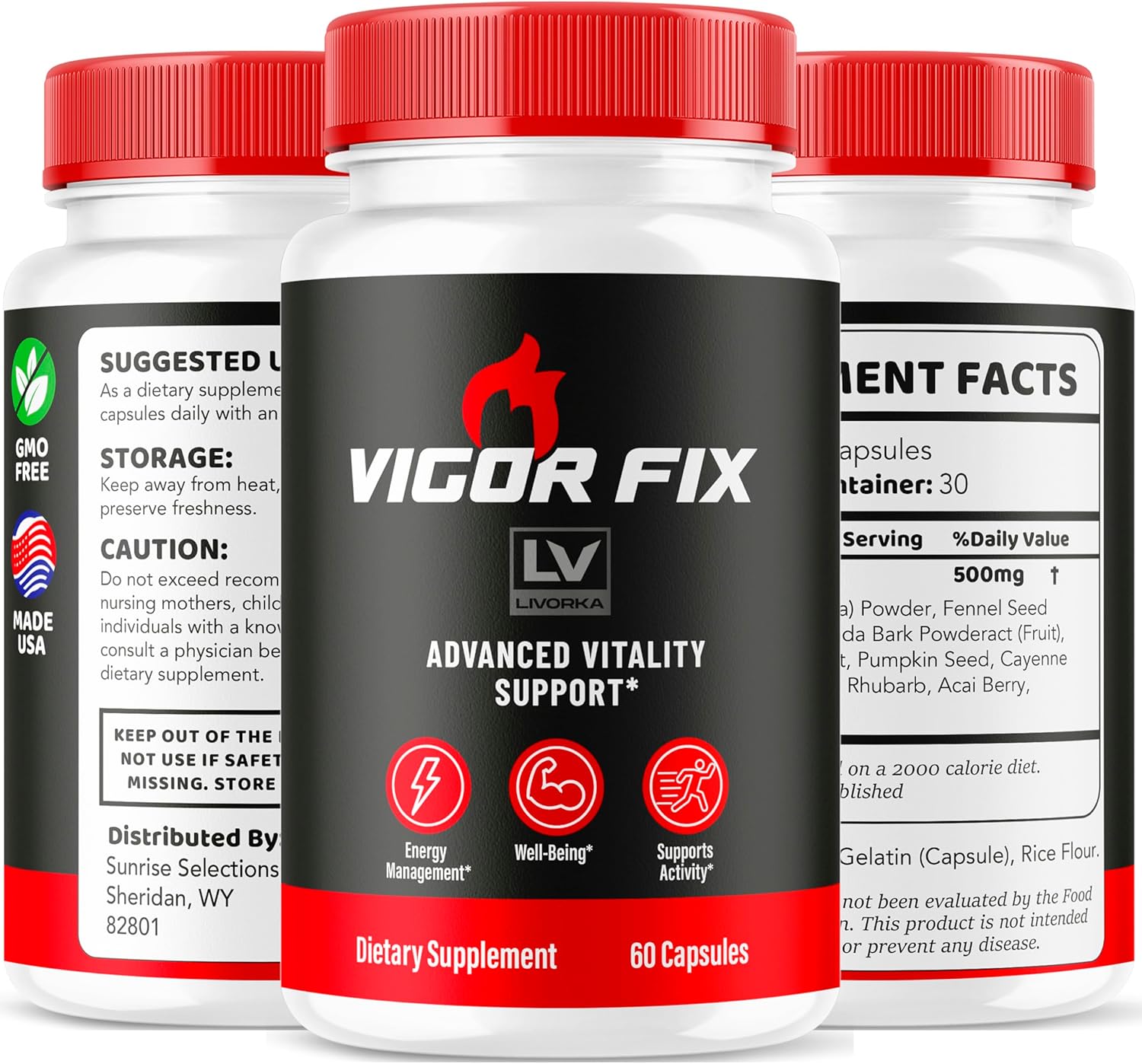 2-Pack LIVORKA Vigor Fix Pills - Advanced Formula with 120 Capsules for 2 Months