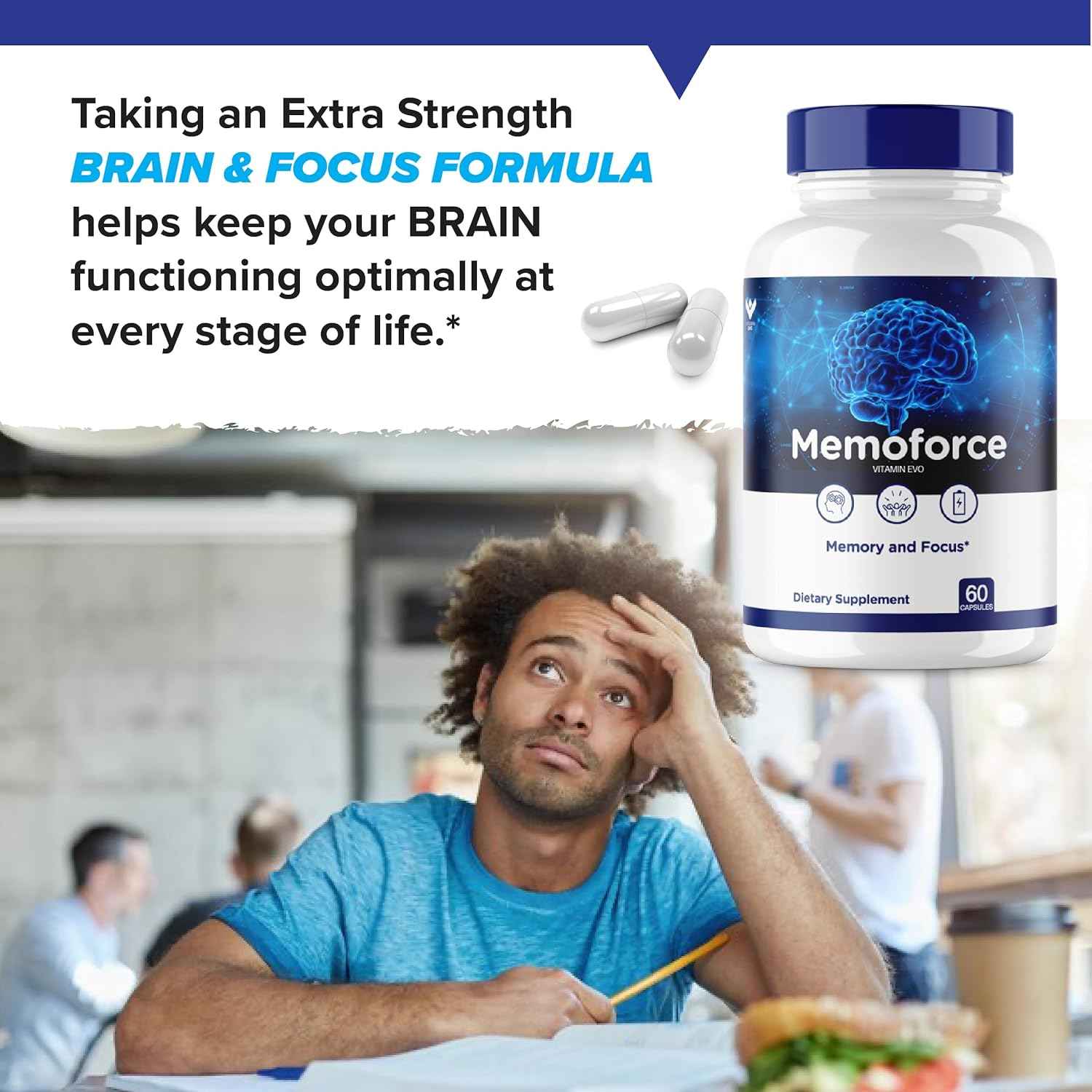 (2 Pack) Memoforce Pills, Memo Force Supplement, Memoforce Cognitive Health, MemoForce Memory Capsules, Memo Force Advanced Formula, MemoForce Brain Support, Focus Memo Force Tablets, (120 Caps)