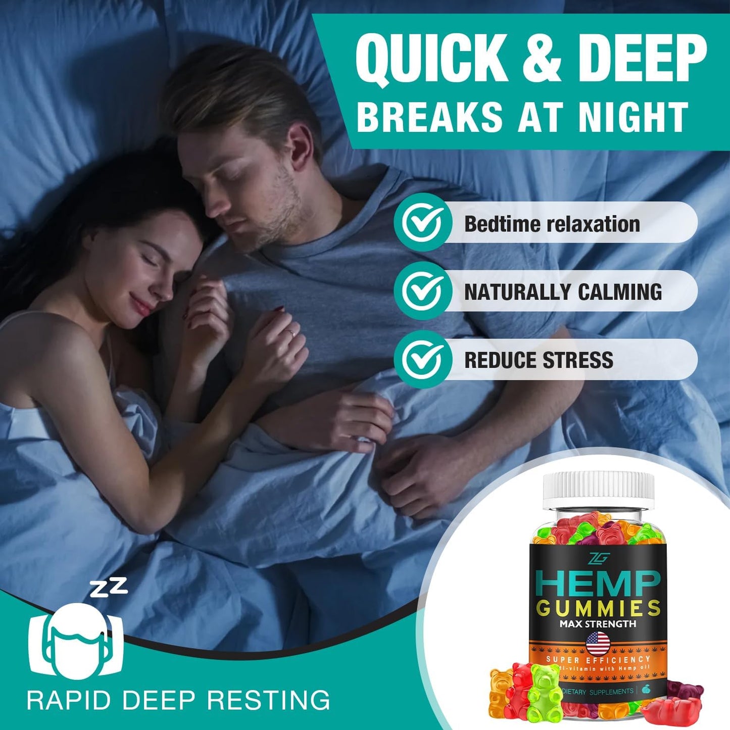 2 Pack metabolism booster Gummies for Restful Sleep - High Potency Organic metabolism booster Oil Infused Big Bear Gummies - Natural Apple Flavor for Adults