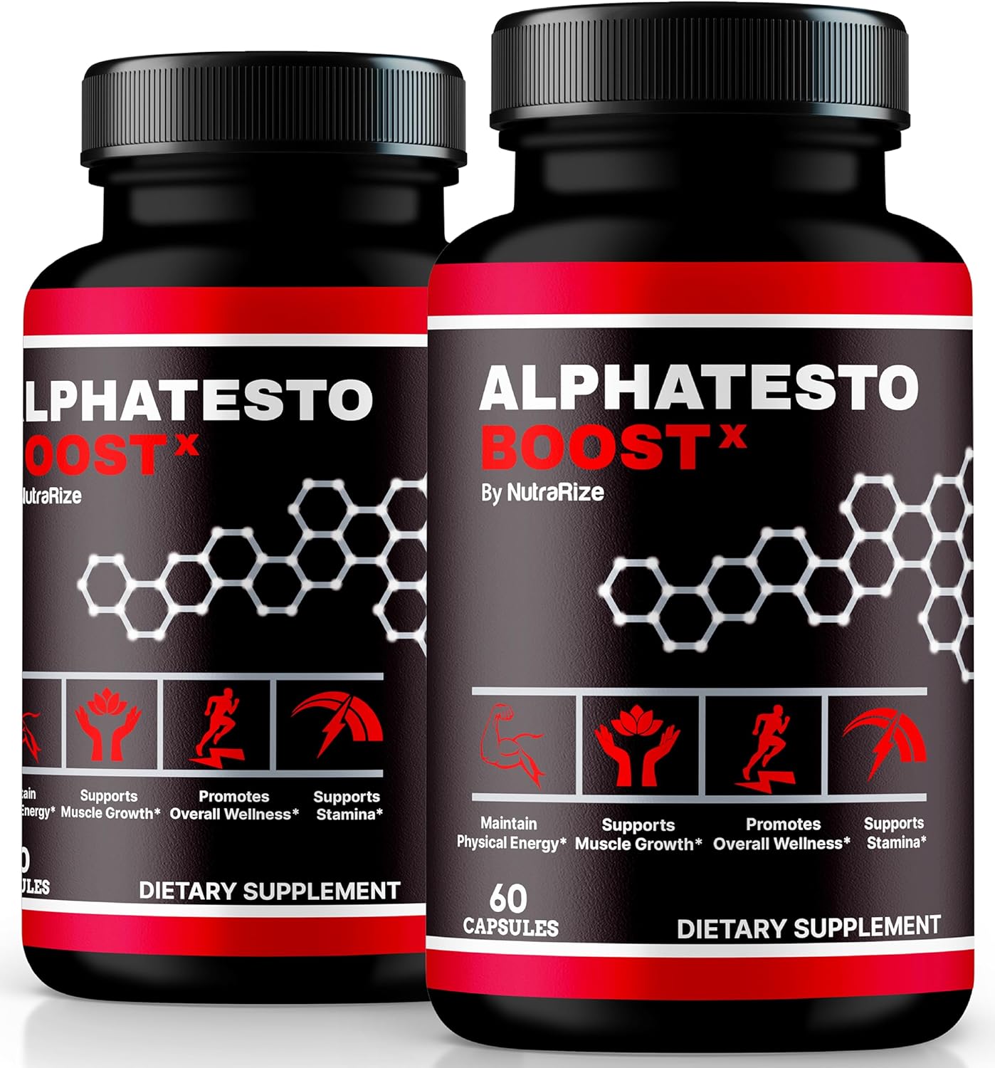 2 Pack NutraRize Alpha Testo Boost X Pills - Official All-Natural Formula for Muscle Health & Performance Support - 120 Capsules