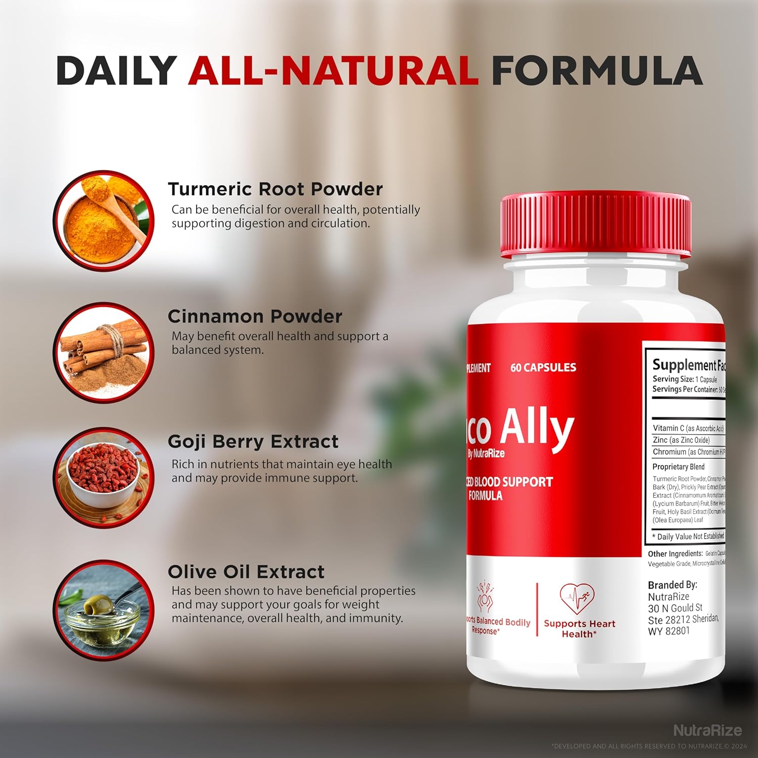 2 Pack NutraRize Gluco Ally Capsules - Official GlucoAlly Pills for Comprehensive Blood Support - Natural Supplement for Healthy Levels - Premium Gluco-Ally Capsulas Review (120 Capsules)