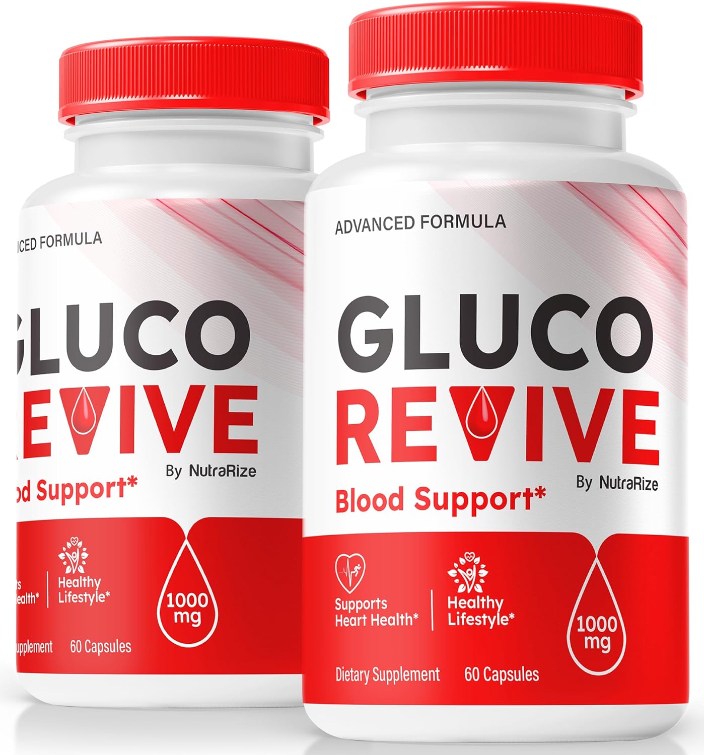 2 Pack NutraRize Gluco Revive Pills - Natural Support for Stable Blood Sugar Levels, Circulation, and Overall Health - 120 Capsules