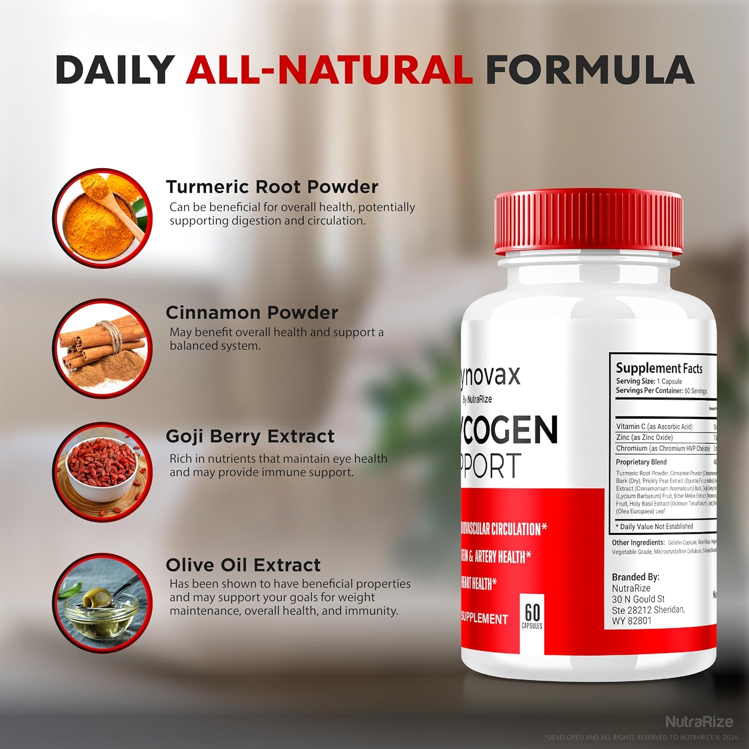 2 Pack NutraRize Glynovax Pills - Glycogen Support Formula for Stable Levels - All Natural Supplement (120 Capsules)