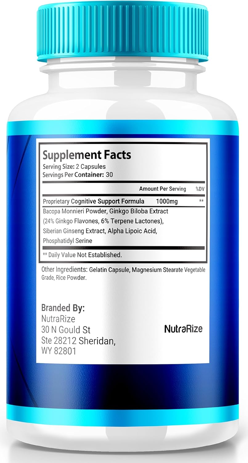 2 Pack NutraRize NervoLink Supplement - Memory Support Capsules for Cognitive Health - Reduce Brain Fog - 120 Capsules