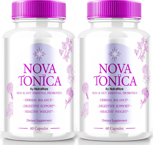 2 Pack NutraRize NovaTonica Capsules for Naturally Healthy Glowing Skin - Extra Strong Skin Enhancing Vitamin Supplement - 120 Capsules
