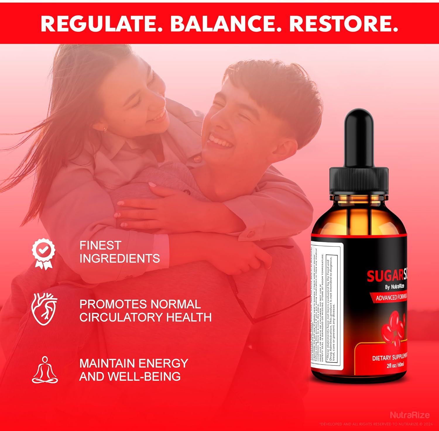 2 Pack NutraRize SugarSix Drops - Official Sugar Six Liquid Formula for Stable & Healthy Levels - Premium Dropper for Good Circulation - 60 Servings