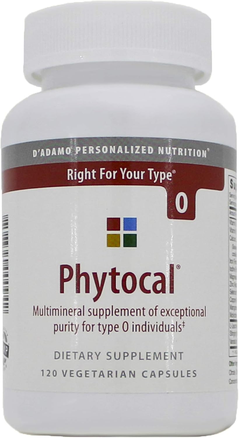 2 Pack of D'Adamo Personalized Nutrition Phytocal Mineral Formula for Type O Blood Type - 120 Capsules