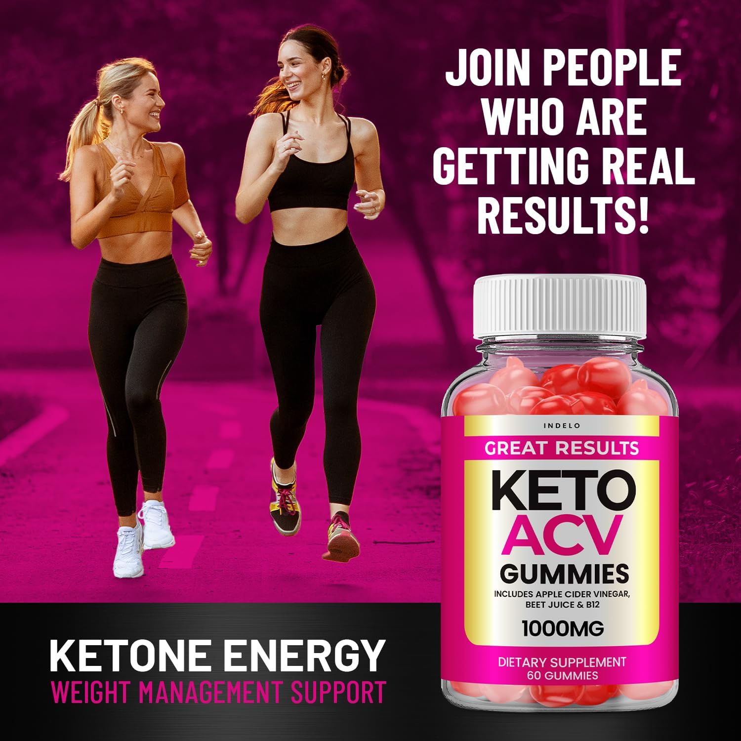 2 Pack of Indelo Great Results Keto ACV Gummies with Apple Cider Vinegar - Advanced Formula Dietary Supplement (120 Gummies)