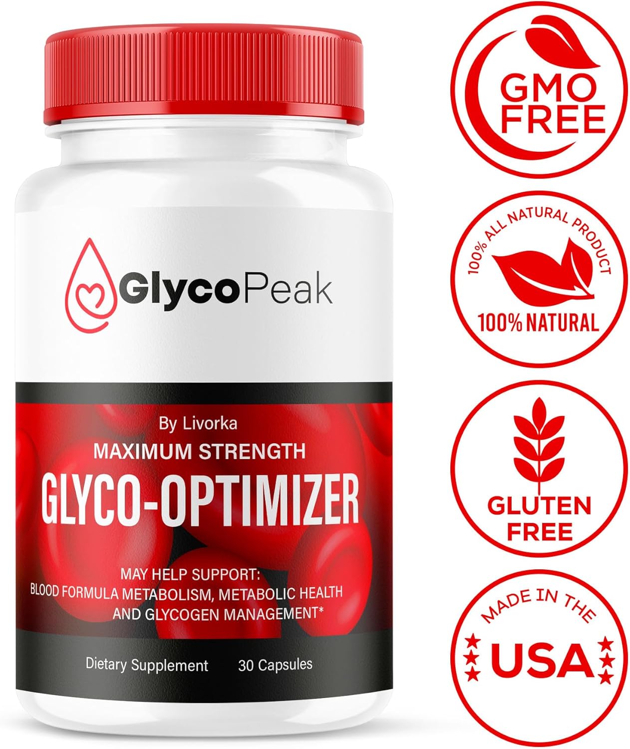 2 Pack of LIVORKA Glyco Peak Optimizer Blood Support Supplement Capsules - 60 Capsules for 2 Months Formula