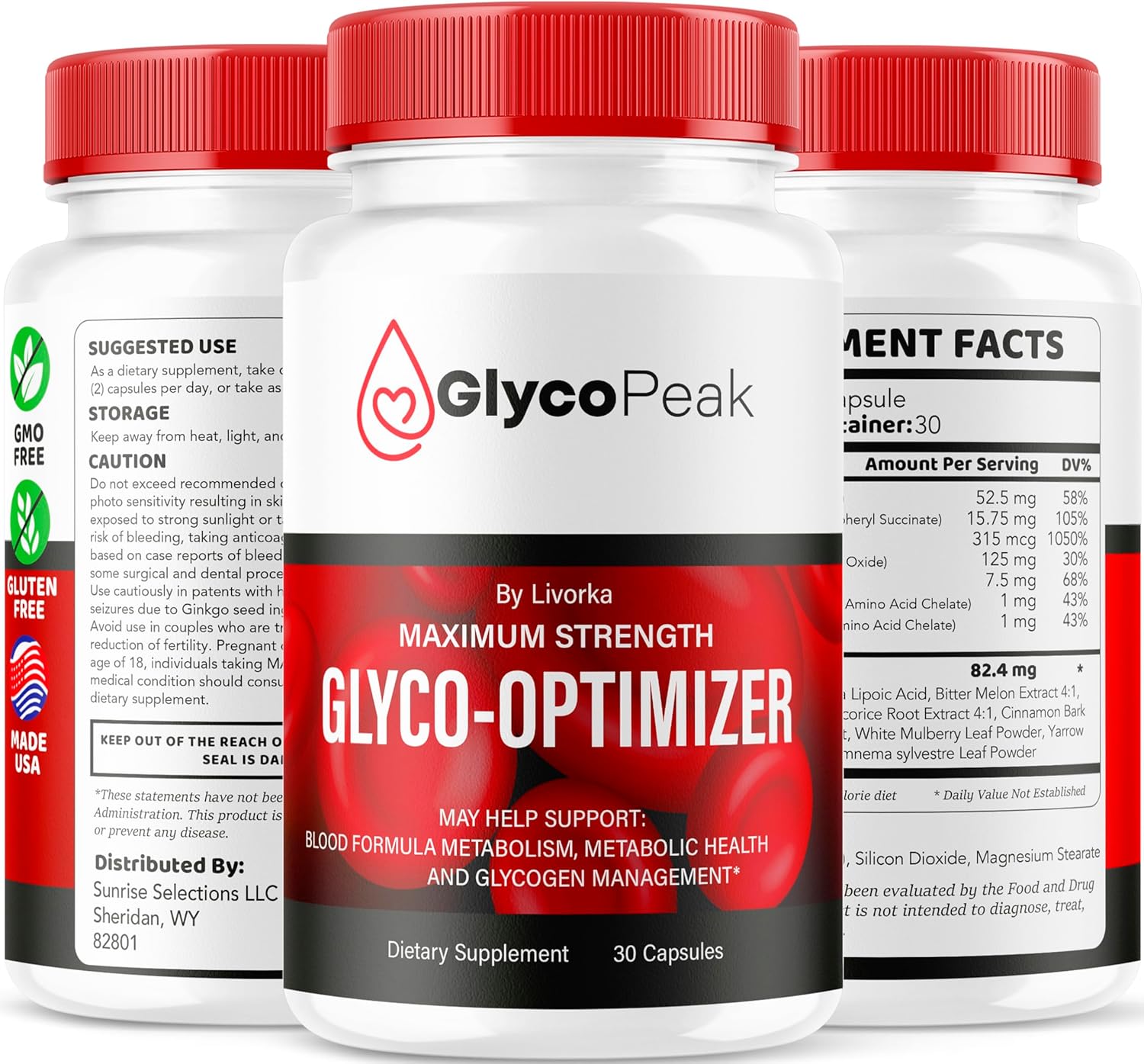 2 Pack of LIVORKA Glyco Peak Optimizer Blood Support Supplement Capsules - 60 Capsules for 2 Months Formula
