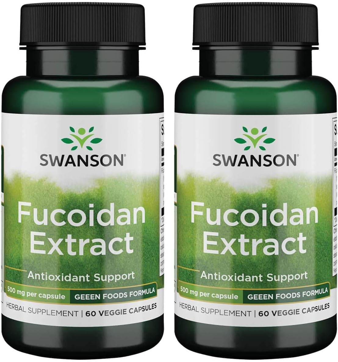 2 Pack of Swanson Maximum Strength Fucoidan Extract - Herbal Supplement Boosting Immune System Function - Natural Formula for Overall Health - 60 Veggie Capsules, 500mg Each