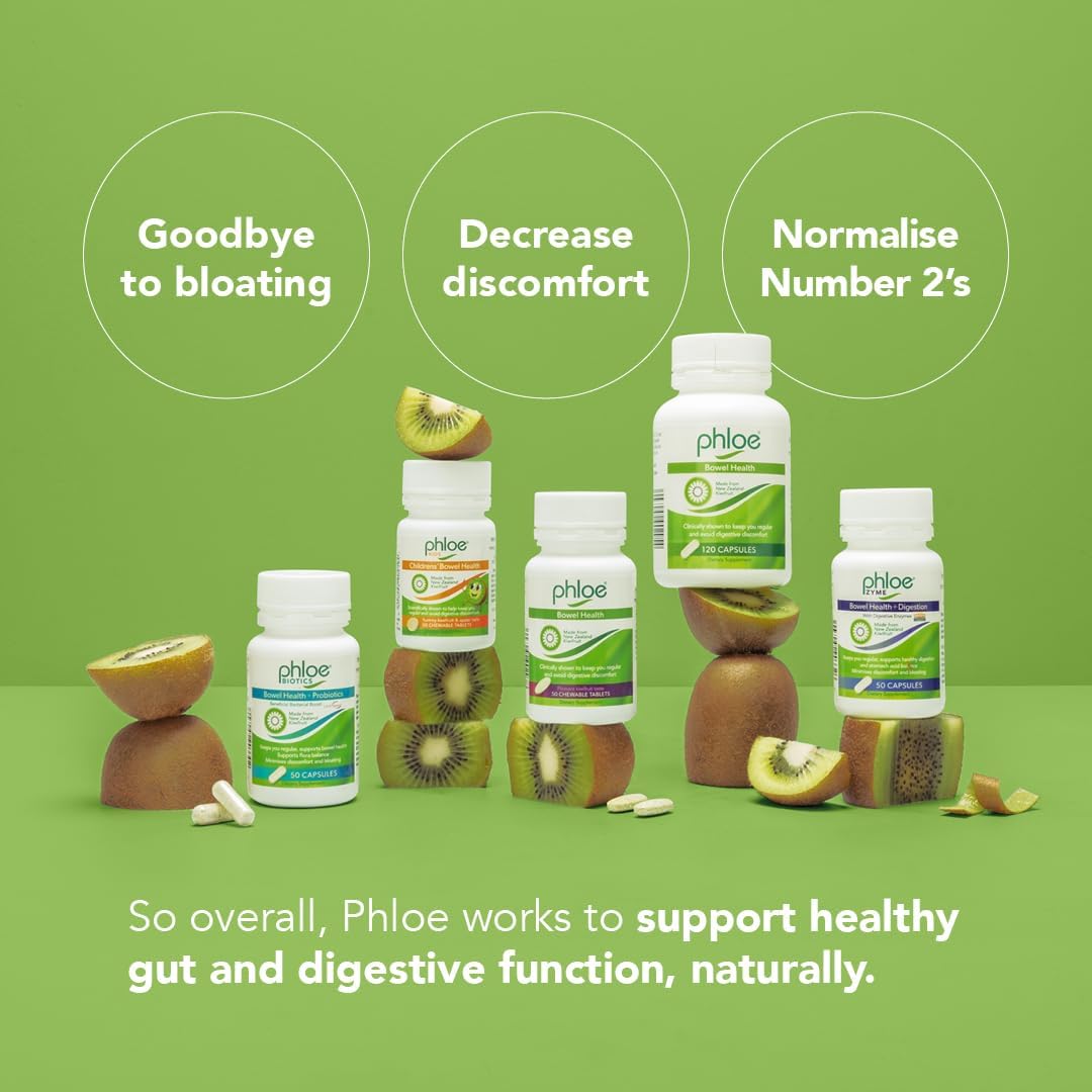 2-Pack Phloe Chewable Tablets for Bowel Health and Digestion with New Zealand Kiwifruit - 120 Tablets