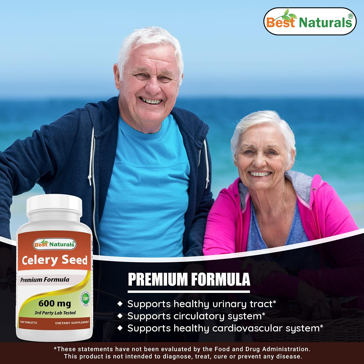 2 Packs of Best Naturals Celery Seed 600 mg 180 Tablets (360 Total Tablets)