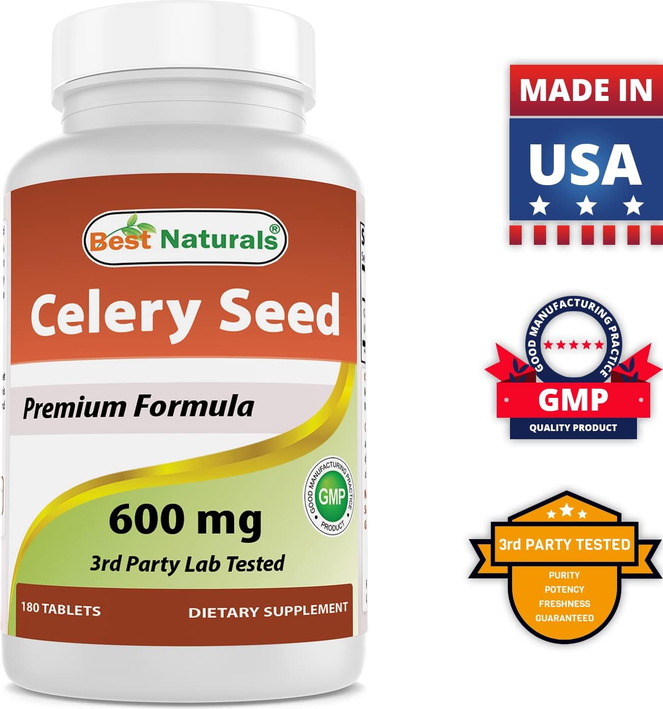 2 Packs of Best Naturals Celery Seed 600 mg 180 Tablets (360 Total Tablets)