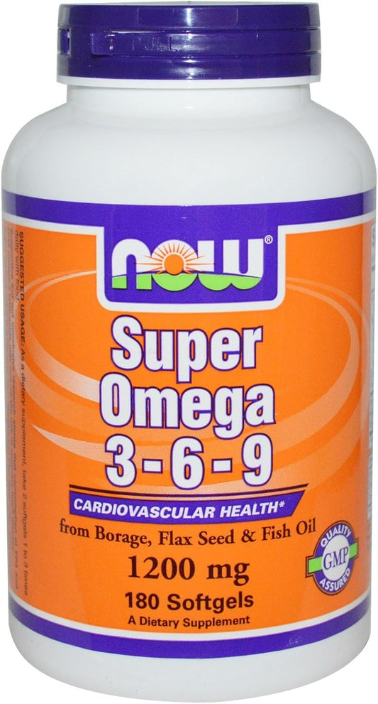 2 Packs of NOW Foods Super Omega 3-6-9 1200mg 180 Softgels
