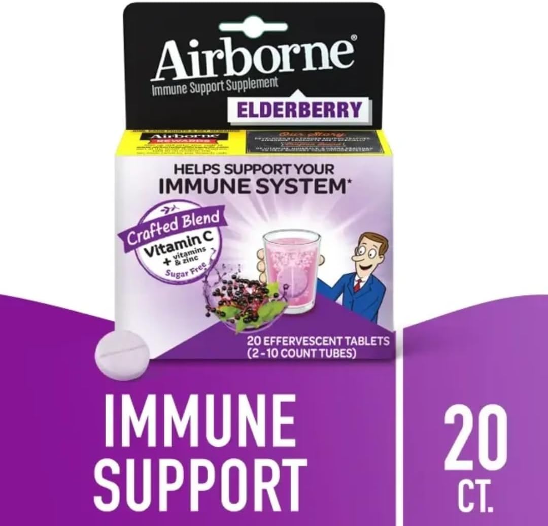 2 Packs of Pharmapacks Elderberry Extract + Vitamin C 1000mg Effervescent Tablets - Gluten-Free Immune Support with Vitamins A C E, ZINC & Selenium