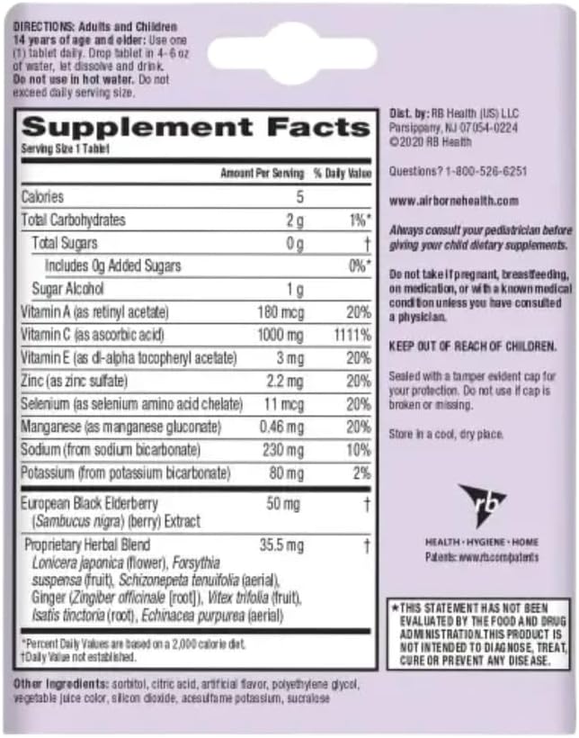 2 Packs of Pharmapacks Elderberry Extract + Vitamin C 1000mg Effervescent Tablets - Gluten-Free Immune Support with Vitamins A C E, ZINC & Selenium