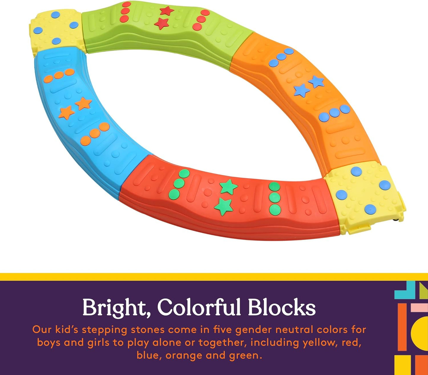 20 Piece Kids Stepping Stones Set for Indoor and Outdoor Balance Activities - Promotes Coordination, Strength, and Balance with Child Safe Rubber Bottoms
