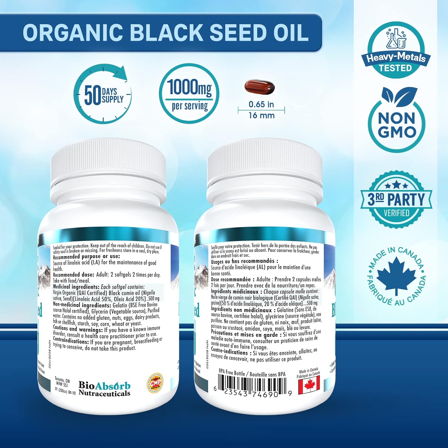 200 Cold Pressed Black Seed Oil Capsules for Maximum Absorption - 500mg, 50-Day Supply - No Aftertaste