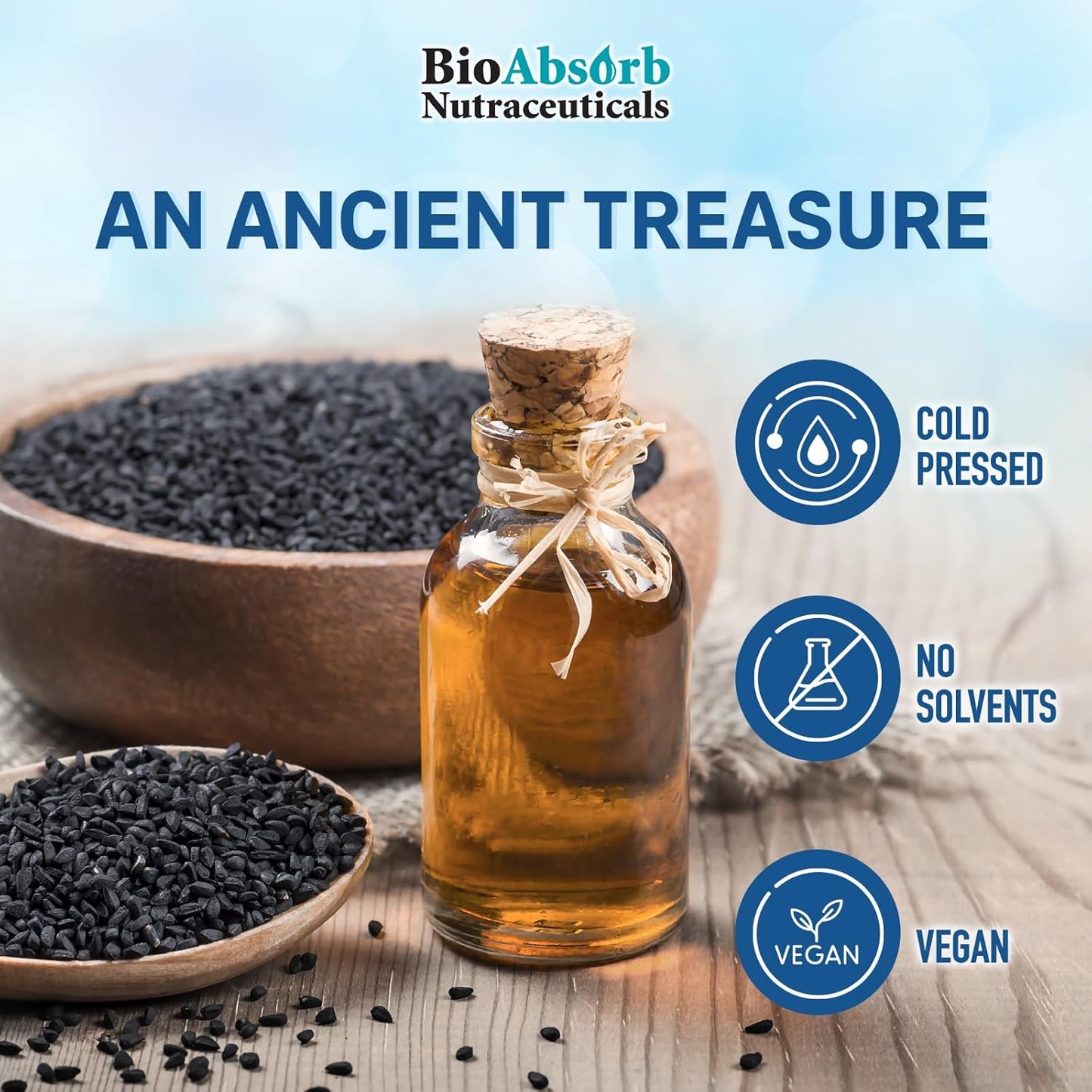 200 Cold Pressed Black Seed Oil Capsules for Maximum Absorption - 500mg, 50-Day Supply - No Aftertaste