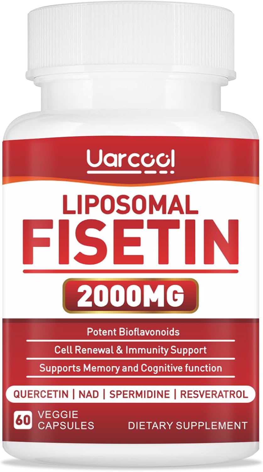 2000mg Fisetin Supplement for Healthy Aging, Skin, Brain - Soy Free, Vegetarian - 60 Softgels