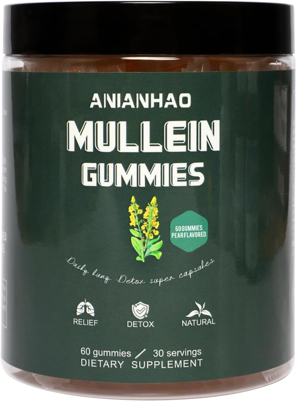 2000mg Mullein Leaf Extract Gummies for Lungs - Natural Mucus Remover & Lung Cleanse Supplement