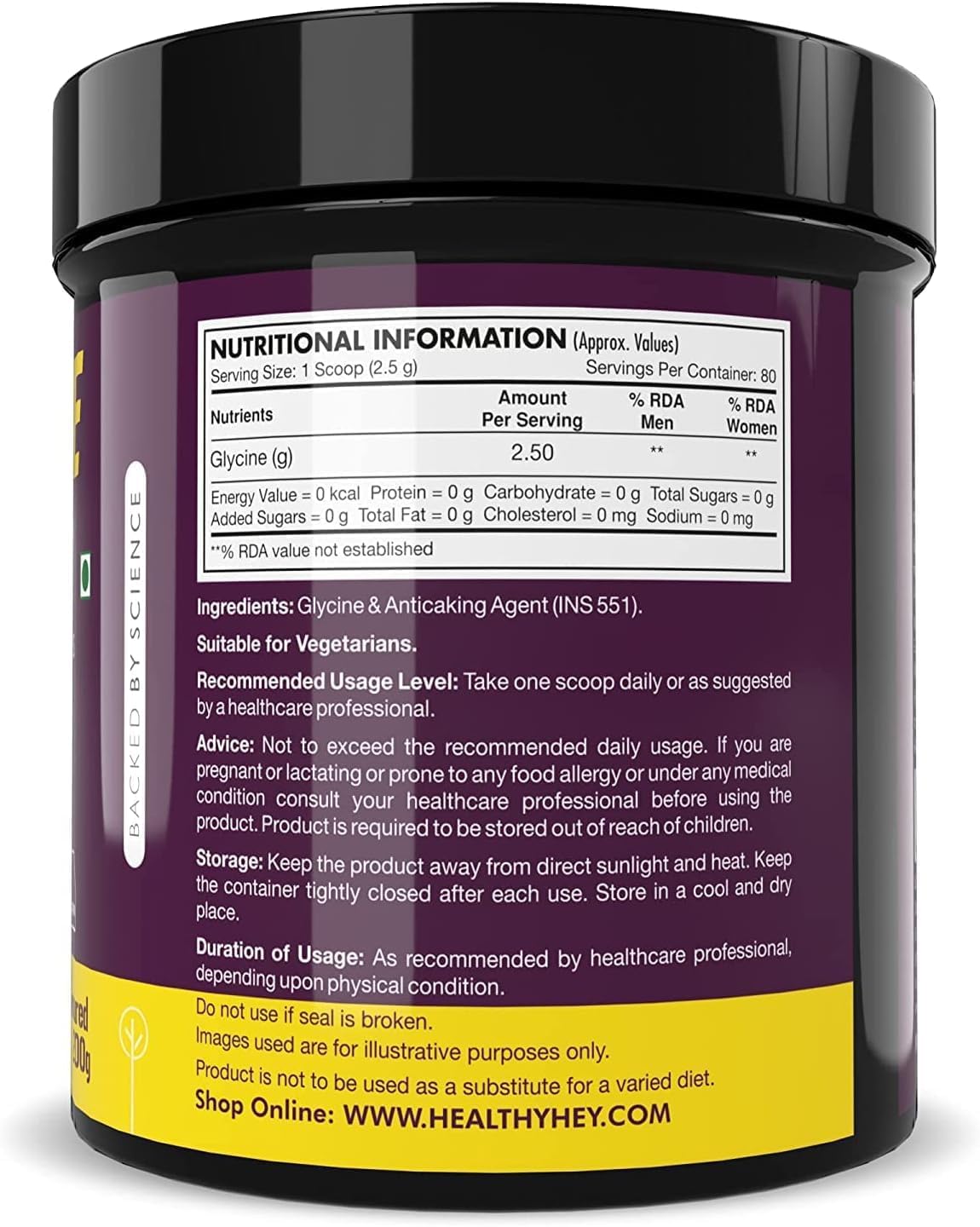 200g Sports Glycine Powder - Amino Acid Supplement for Muscle Health - 80 Servings