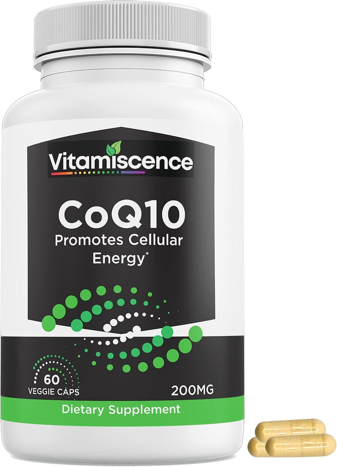 200mg CoQ10 Capsules - 60 Count, Antioxidant & Cellular Energy Support for Men and Women
