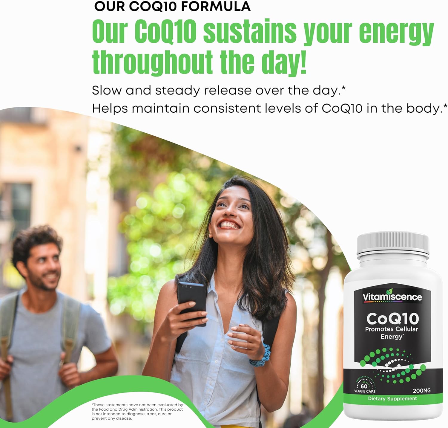 200mg CoQ10 Capsules - 60 Count, Antioxidant & Cellular Energy Support for Men and Women