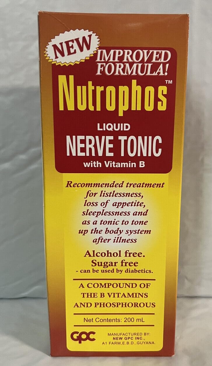 200ml NUTROPHOS Liquid Nerve Tonic with Vitamin B - 8 Fl Oz Bottle