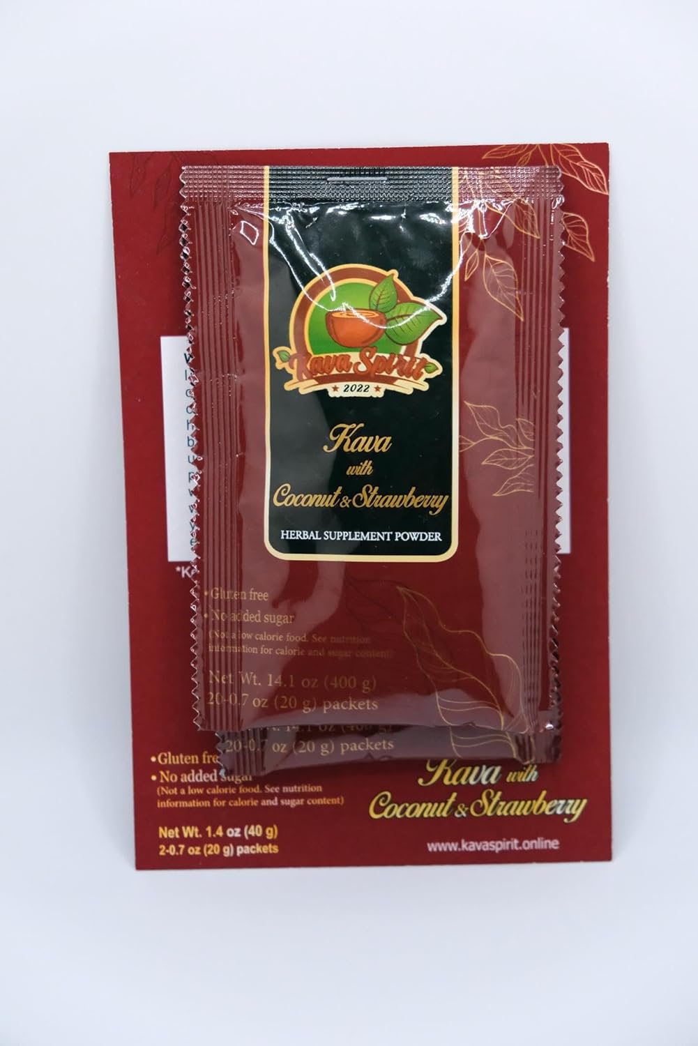 2022 Premium Quality Fijian Noble Instant Kava Powder with Coconut and Strawberry - Authentic Blend - 2 Packets, 1.4 oz