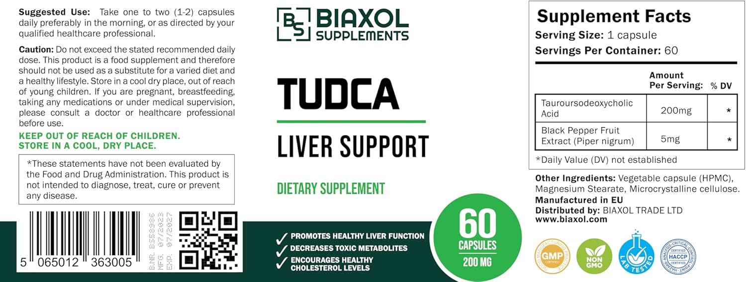 2024 Best TUDCA (Tauroursodeoxycholic Acid) | Liver Health | Lab Tested | 60 Capsules