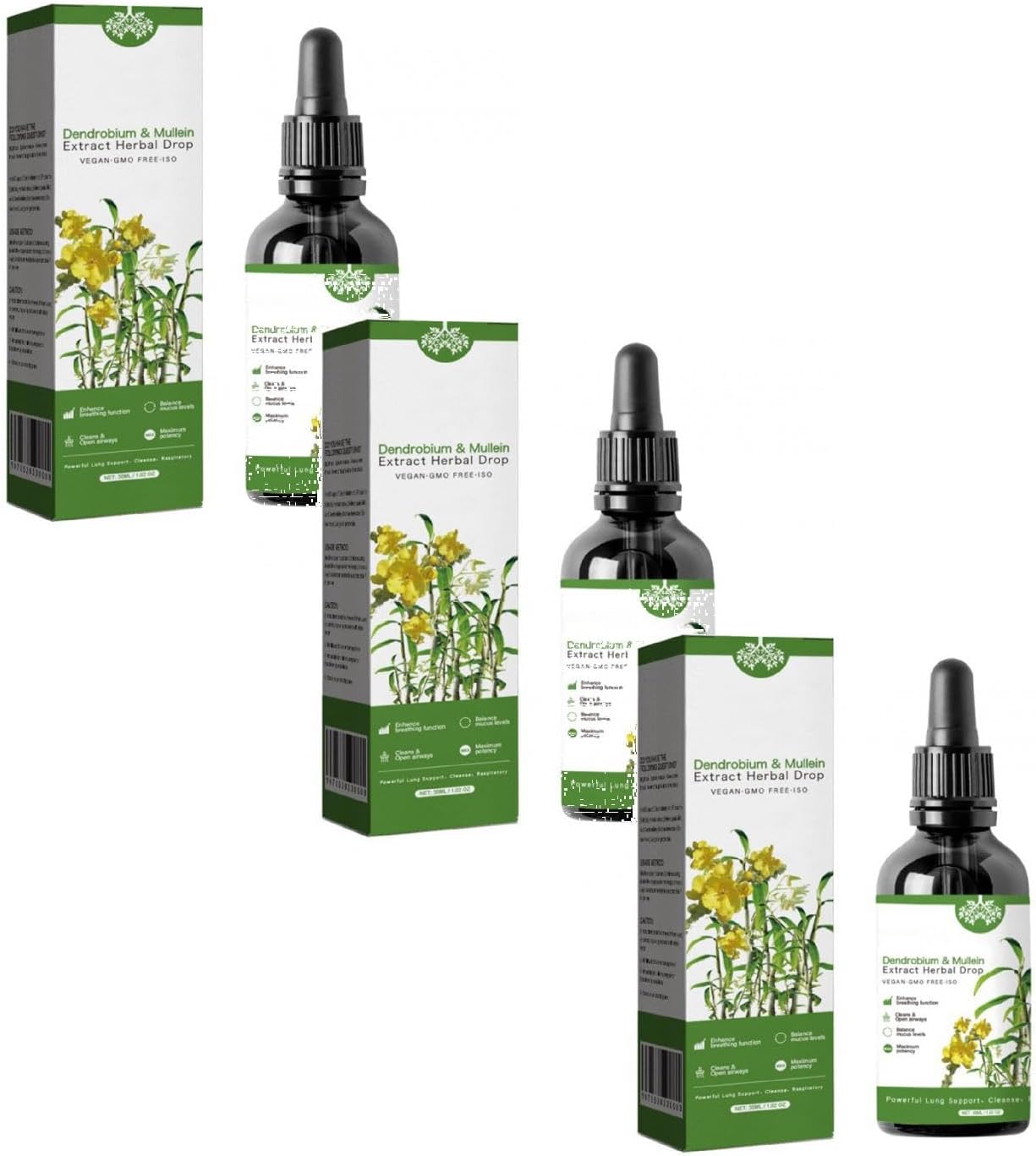 2024 SGJHEQ Dendrobium & Mullein Extract Herbal Drops for Lung Support - 30ml, 1Oz Box - Herbal Care Essence