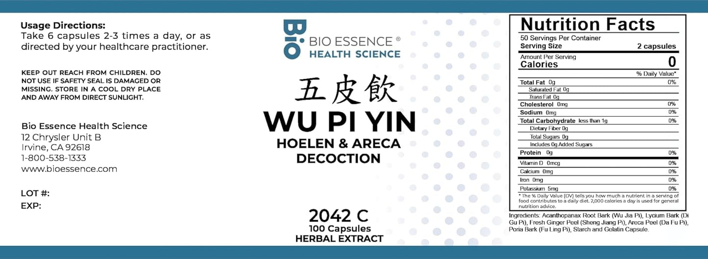2042C Wu Pi Yin & Hoelen Areca Decoction Capsules - 200 Count, Pack of 2