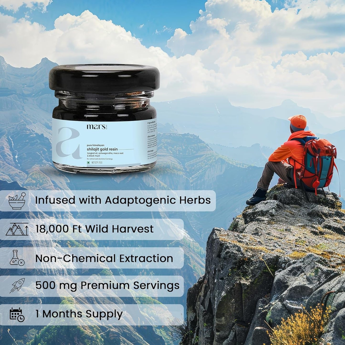 20g GHC Pure Himalayan Shilajit Gold Resin with Surgemax - Organic Shilajit from Himalayas
