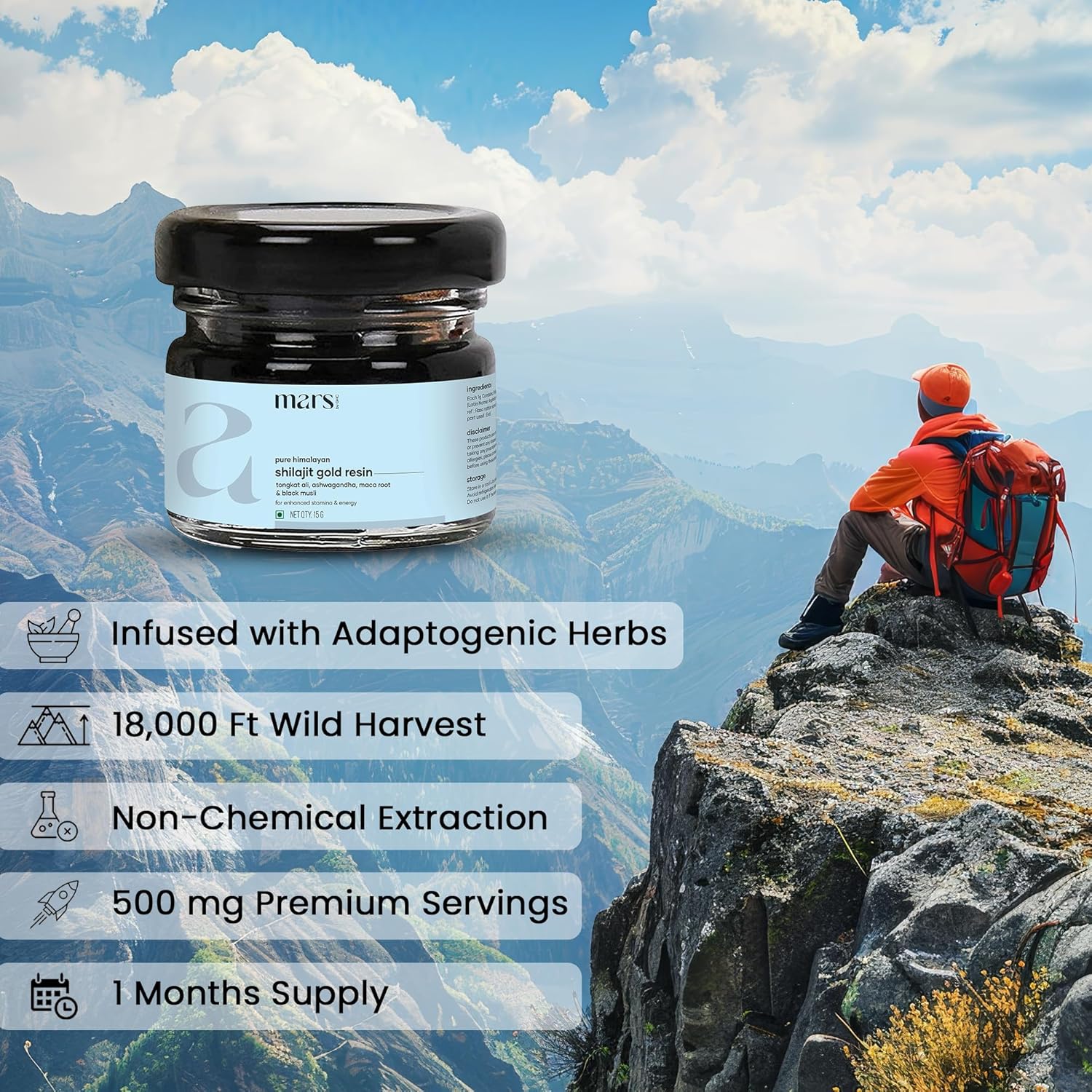 20g GHC Pure Himalayan Shilajit Gold Resin with Surgemax - Organic Shilajit from Himalayas