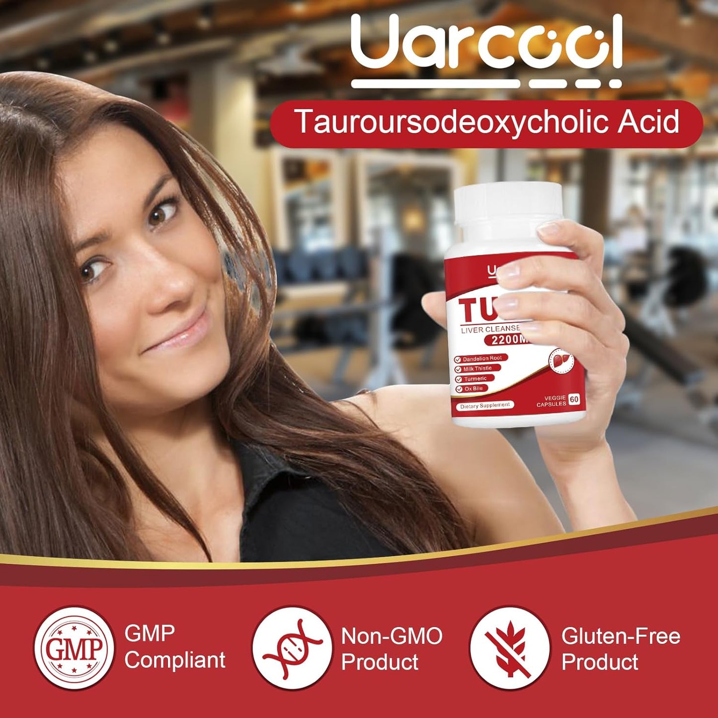 2200MG Uarcool TUDCA Liver Support Supplement with OX Bile & Digestive Enzymes - Non-GMO, Gluten Free - 180 Softgels
