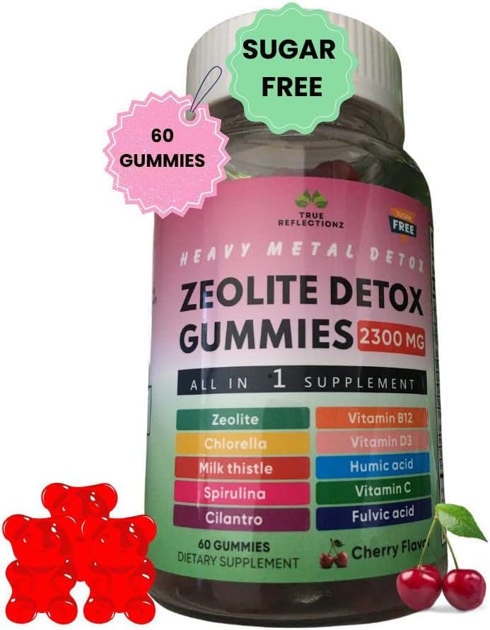 2300MG True Reflectionz Zeolite Detox Gummies | Heavy Metal Detox for Adults | Enhanced with Methy Vitamin B12 Superfoods | Spirulina, Chlorella | Cilantro Detox | Full Body Detox | Mental Clarity & Energy Boost