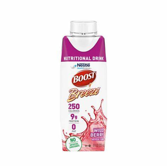 24/Cs of BOOST Breeze Wildberry Fat-Free Nutrition Drink 8oz