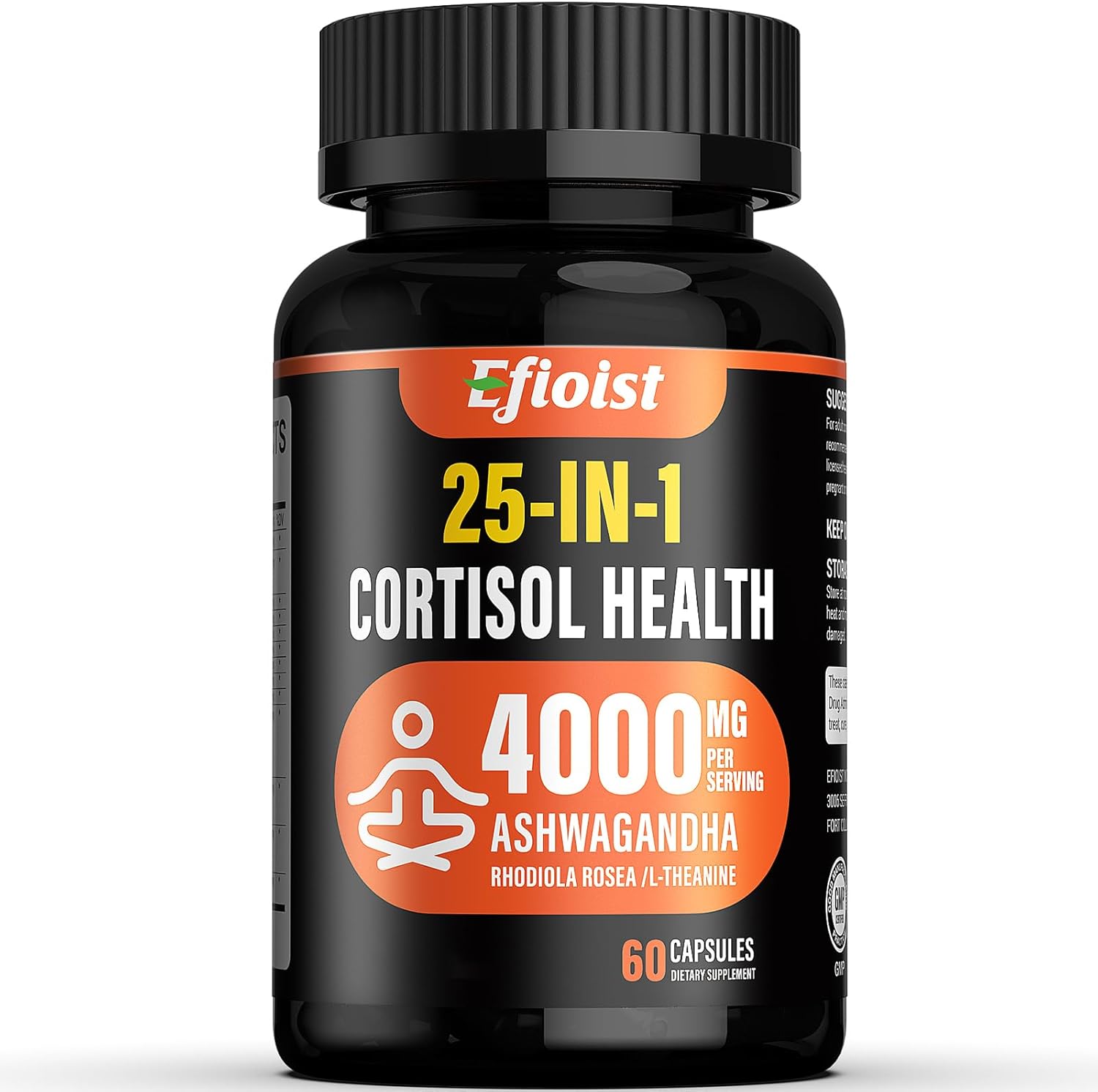 25-in-1 Cortisol Reducer Supplement for Women & Men - Ashwagandha, Rhodiola Rosea, L-Theanine - Mood, Focus, Relaxation, Sleep Support - 9 Capsules
