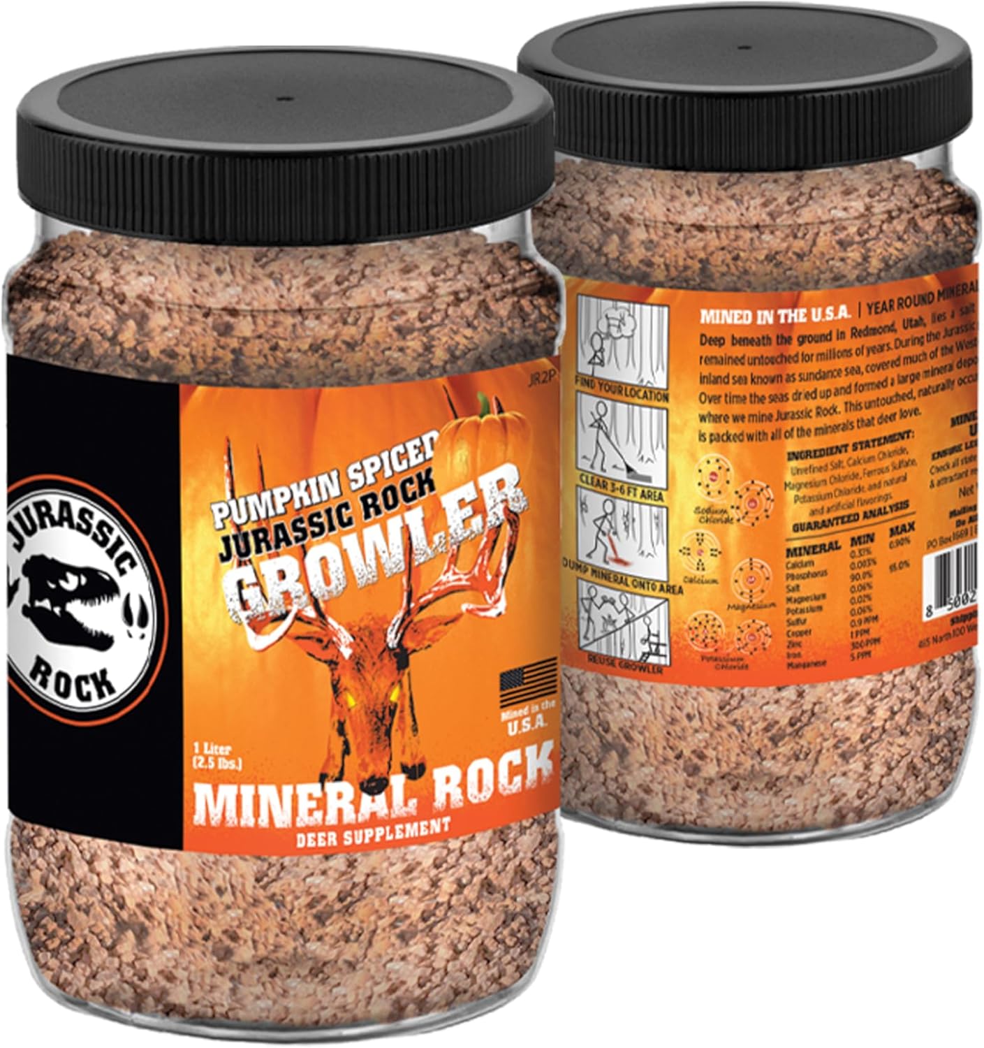 2.5 lb Growler of Jurassic Rock Crushed Mineral Rock/Salt Lick with Pumpkin Spice Flavor for Deer and Wildlife