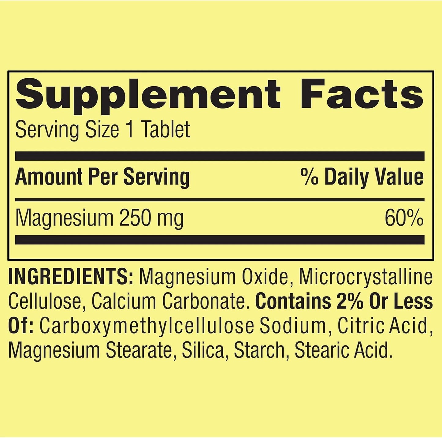 250 Count Magnesium Tablets Dietary Supplement - 250 mg Formula