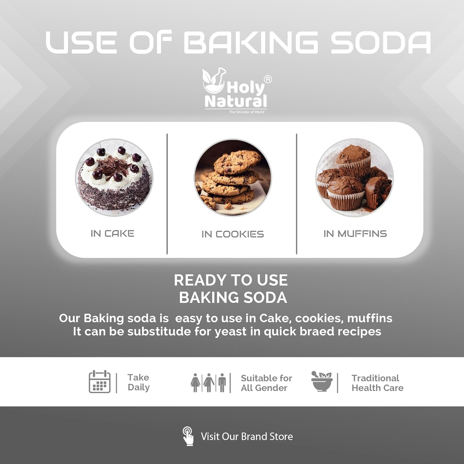 250 gm Food Grade Sodium Bicarbonate Baking Soda - Natural & Versatile for Cooking, Baking, and Cleaning