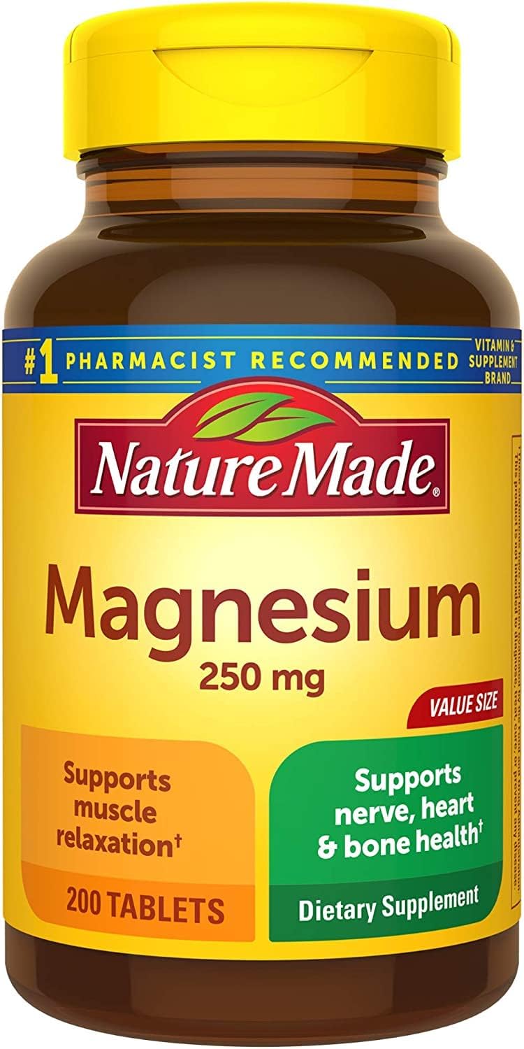 250 mg Nature Made Magnesium Tablets - Essential Mineral Supplement for Health