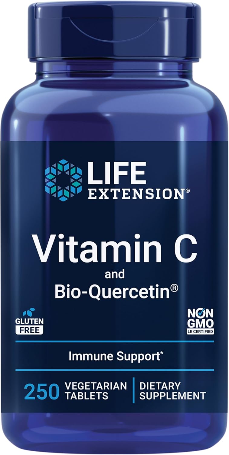250 Tablets Life Extension Vitamin C & Quercetin with N-Acetyl Cysteine - Immune Support and Antioxidant Bundle