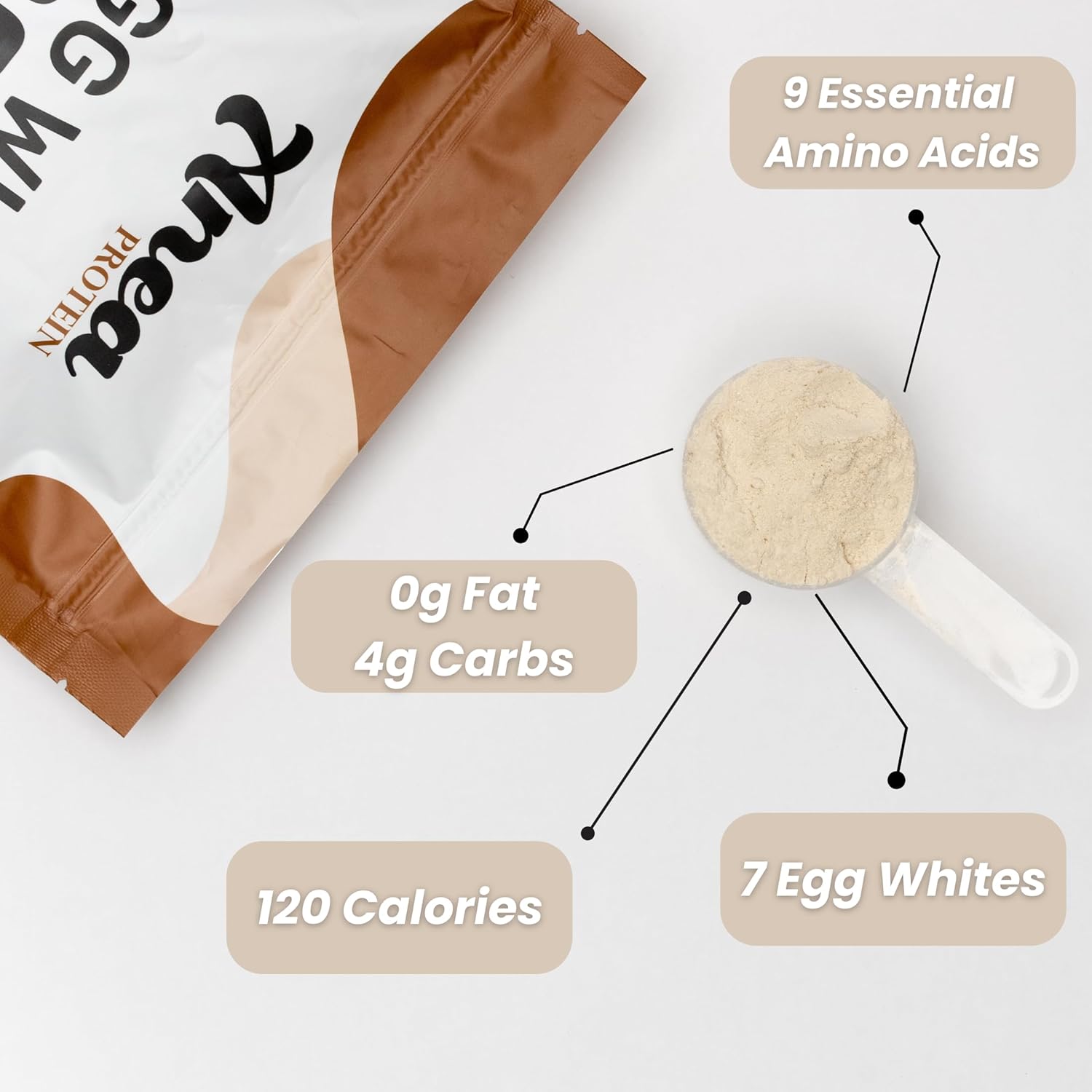 25g Anea Egg White Protein Powder - Dairy, Gluten, and Fat Free - Cookies & Cream Flavor - High Biological Value - 1.5lb Pack