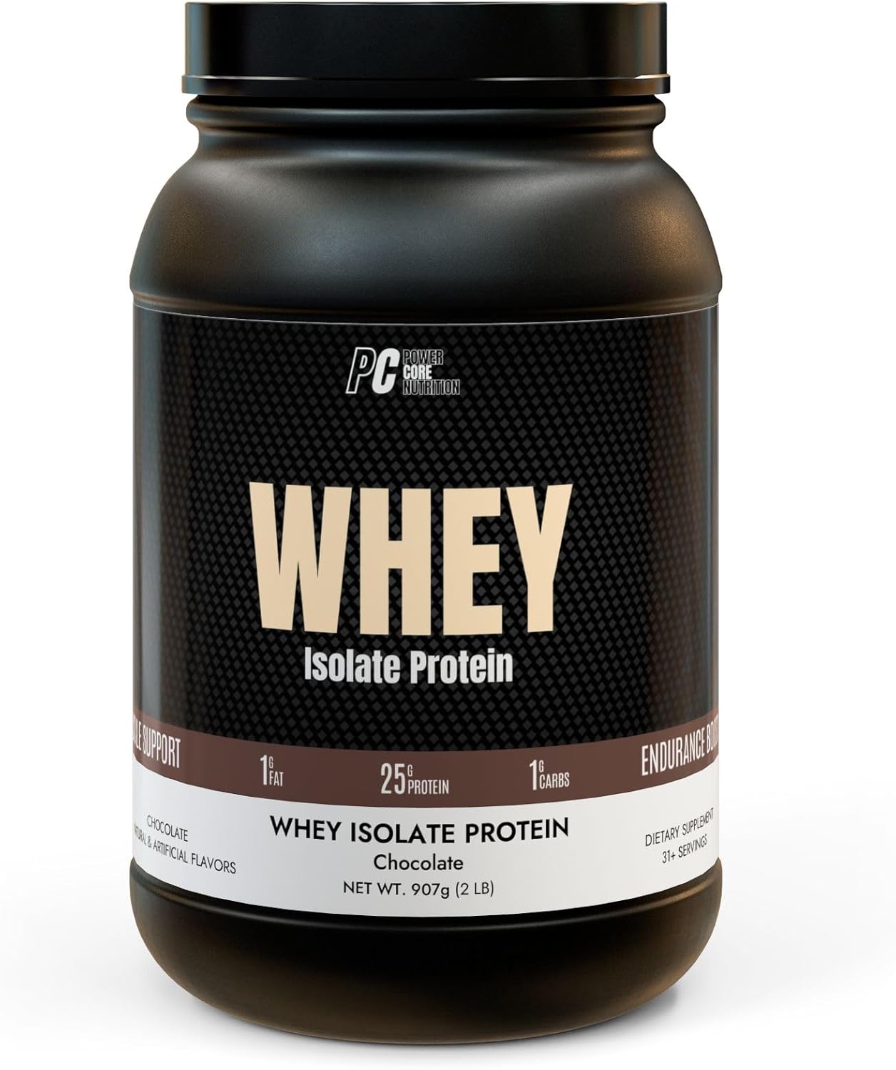 25g Chocolate Whey Isolate Protein Powder - Low Carb, Low Fat, Non-GMO - Muscle Recovery & Lean Gains Supplement - Easy Mixing Formula - 2 lb