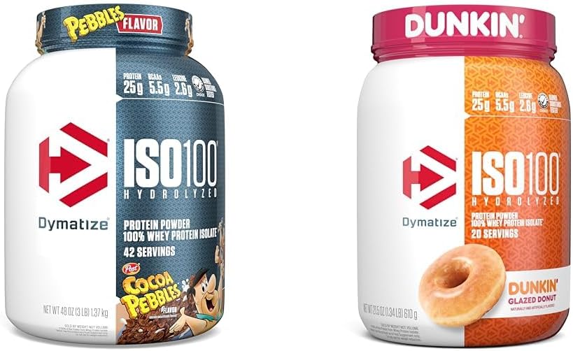 25g Protein, 5.5g BCAAs, Dunkin' Glazed Donut Flavor ISO100 Whey Isolate Powder