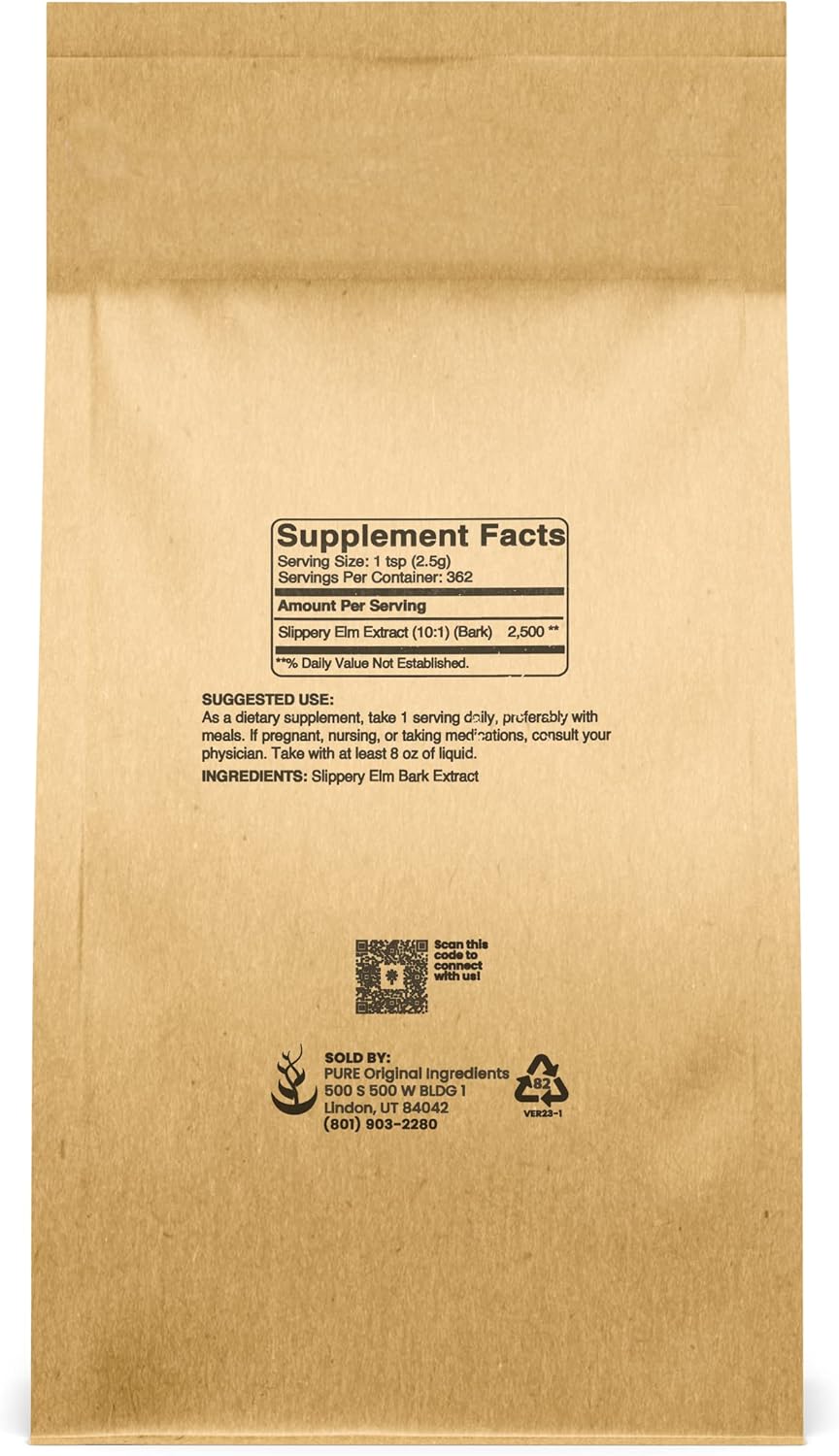 2lb Pure & Natural Slippery Elm Bark Powder - Vegan & Gluten-Free - Original Ingredients